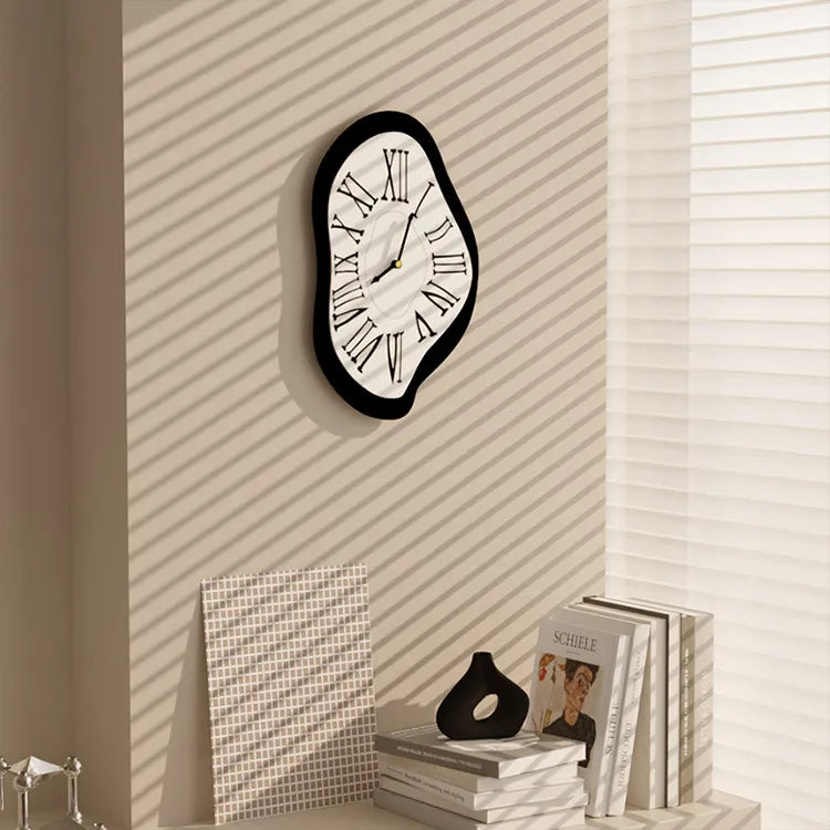 Surrealist Wall Clock Distorted Roman Numeral Design Silent Non-Ticking Movement Acrylic Art Timepiece for Home Office Living Room Bedroom | Thomler