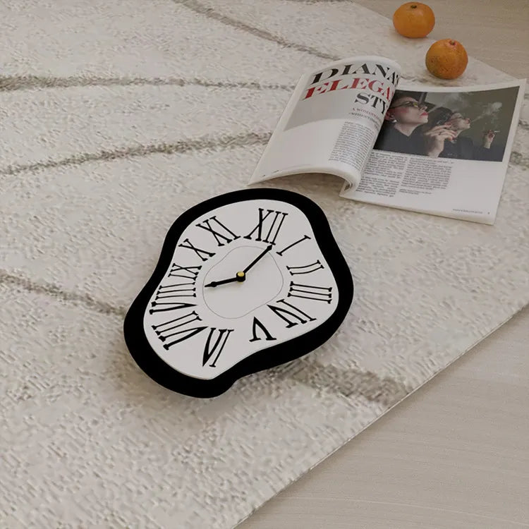 Surrealist Wall Clock Distorted Roman Numeral Design Silent Non-Ticking Movement Acrylic Art Timepiece for Home Office Living Room Bedroom | Thomler