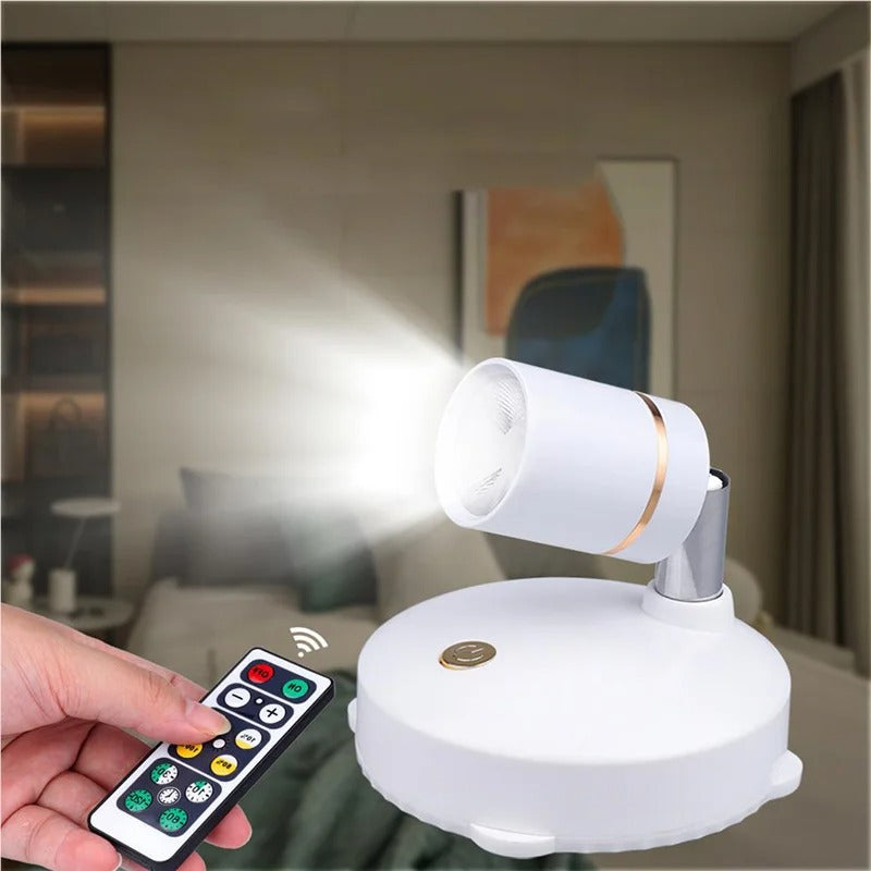 Wireless Battery LED Spotlight with Remote Control Dimmer for Wall Art Picture Accent Lighting Living Room Bedroom Indoor Cordless Puck | Thomler