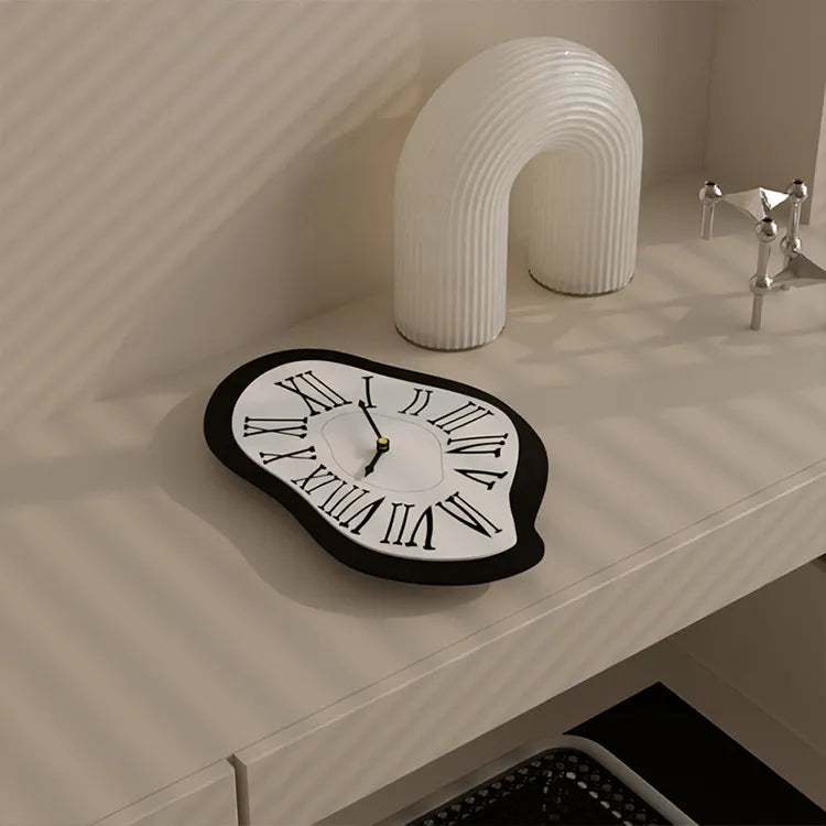 Surrealist Wall Clock Distorted Roman Numeral Design Silent Non-Ticking Movement Acrylic Art Timepiece for Home Office Living Room Bedroom | Thomler