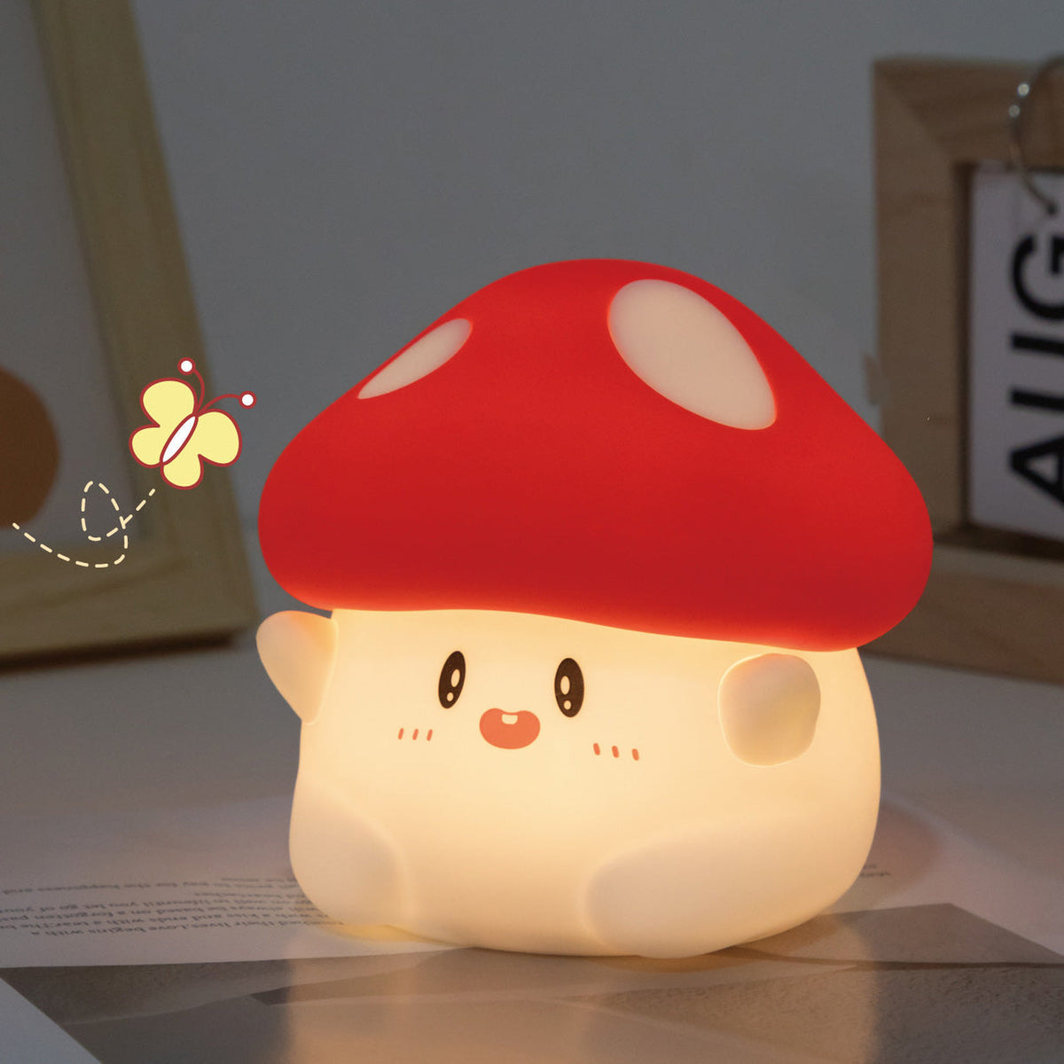 LED Mushroom Night Light for Kids – Rechargeable Touch Control Soft Glow Bedside Lamp with Timer – Cute Squishy Toddler Room Decor | Thomler