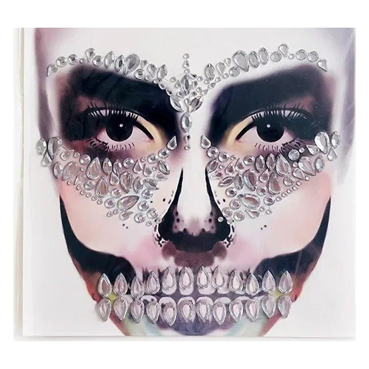 Stick-On Costume Jewels – Complete Scary Face Kit with Skull & Skeleton Designs for Halloween | Thomler
