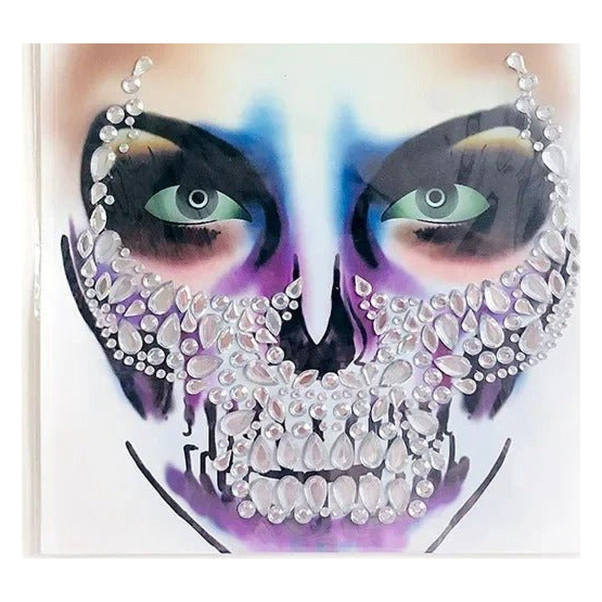 Stick-On Costume Jewels – Complete Scary Face Kit with Skull & Skeleton Designs for Halloween | Thomler