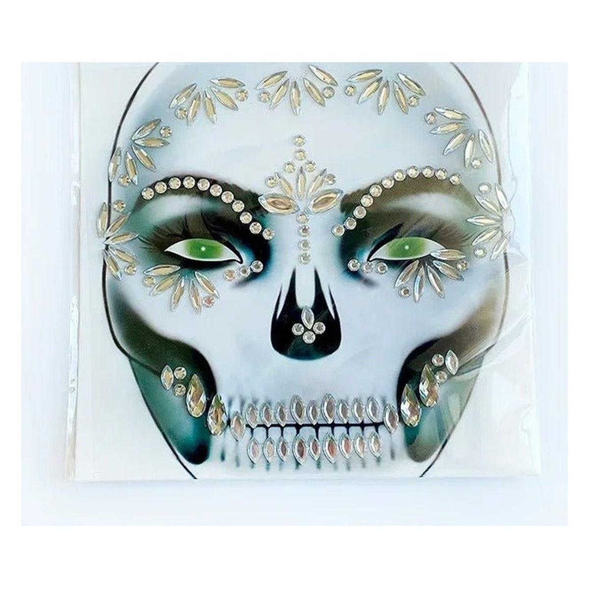 Stick-On Costume Jewels – Complete Scary Face Kit with Skull & Skeleton Designs for Halloween | Thomler
