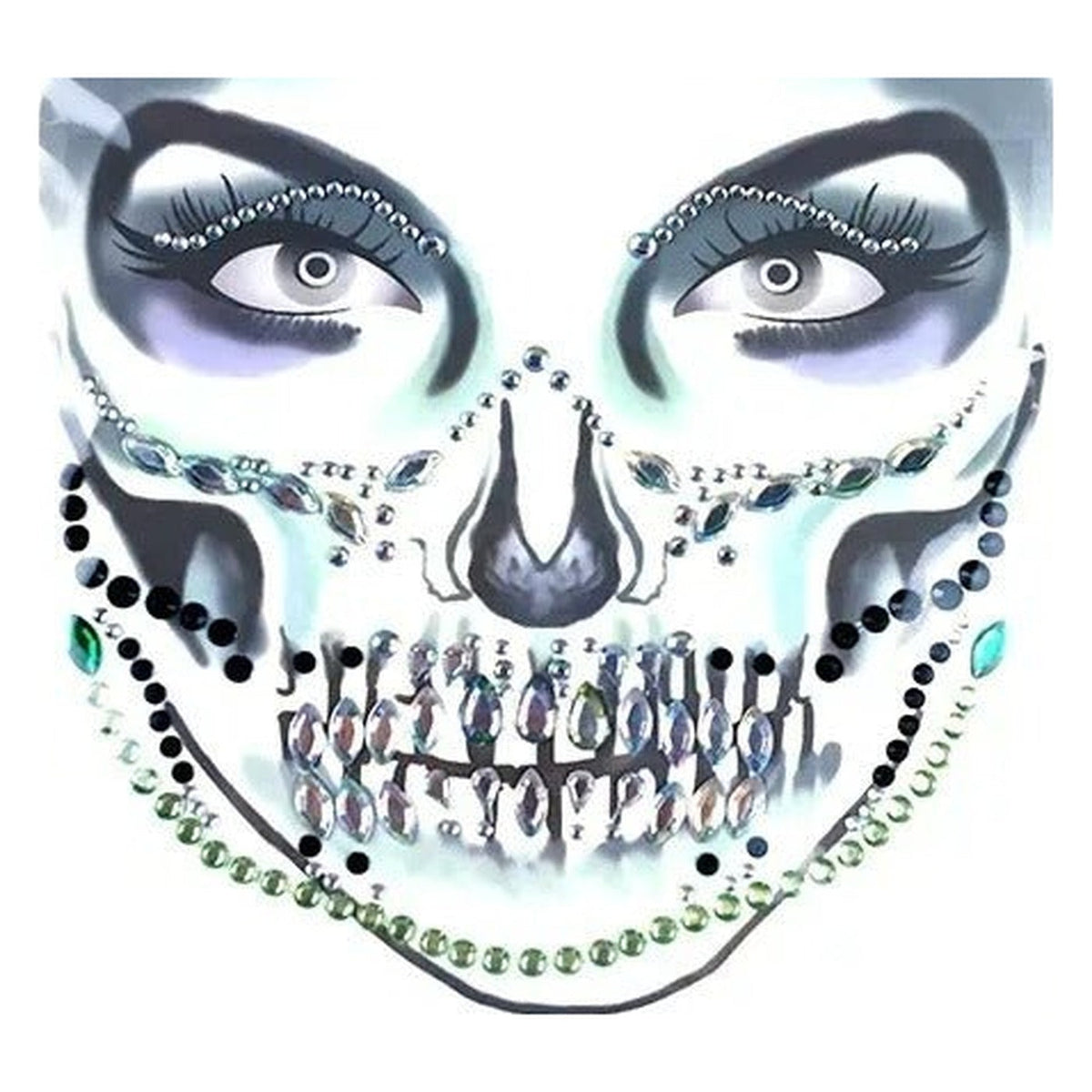 Stick-On Costume Jewels – Complete Scary Face Kit with Skull & Skeleton Designs for Halloween | Thomler
