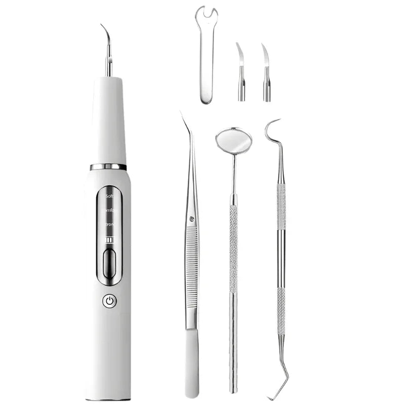 Ultrasonic Tooth Cleaner USB Rechargeable for Home Dental Care with LED Light & 3 Power Modes | Tartar Plaque Remover Kit with Stainless | Thomler