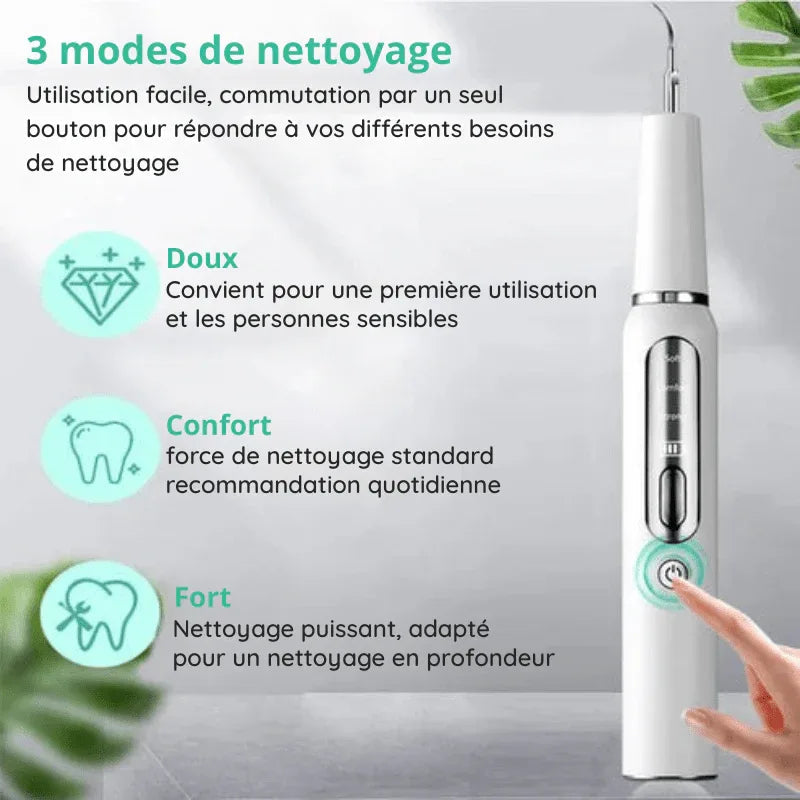 Ultrasonic Tooth Cleaner USB Rechargeable for Home Dental Care with LED Light & 3 Power Modes | Tartar Plaque Remover Kit with Stainless | Thomler