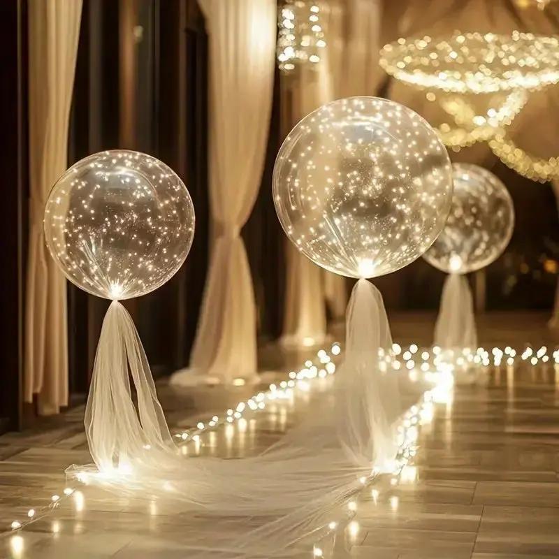 LED Party Balloons Transparent 45.0 cm Warm White Light Indoor Outdoor Decoration Set | Thomler