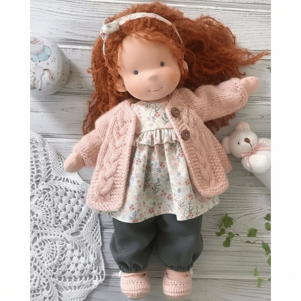 Handmade Cotton Waldorf Doll – Soft Cloth Baby Doll for Toddlers & Preschoolers – Natural Fabric Stuffed Toy for Imaginative Play, Sensory | Thomler