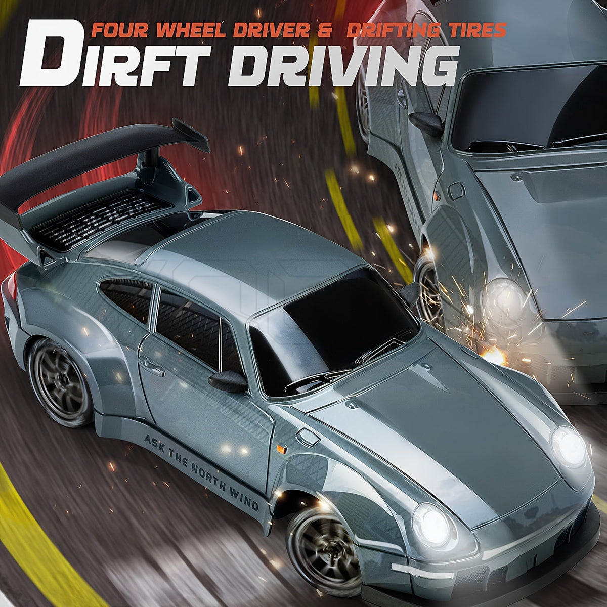 Remote Control Drift Car with LED Wheels – 1:24 Scale 4WD Racing Vehicle for Kids – Rechargeable RC Stunt Car | Thomler