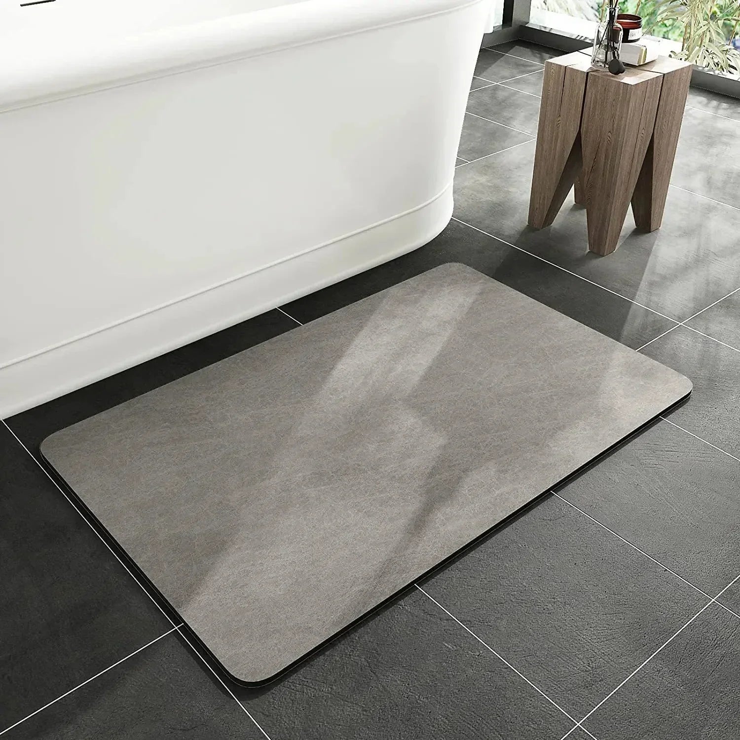 Quick-Dry Stone Bath Mat Non-Slip Absorbent Diatomaceous Earth Floor Mat for Shower Bathroom Bedroom Kitchen Eco-Friendly | Thomler