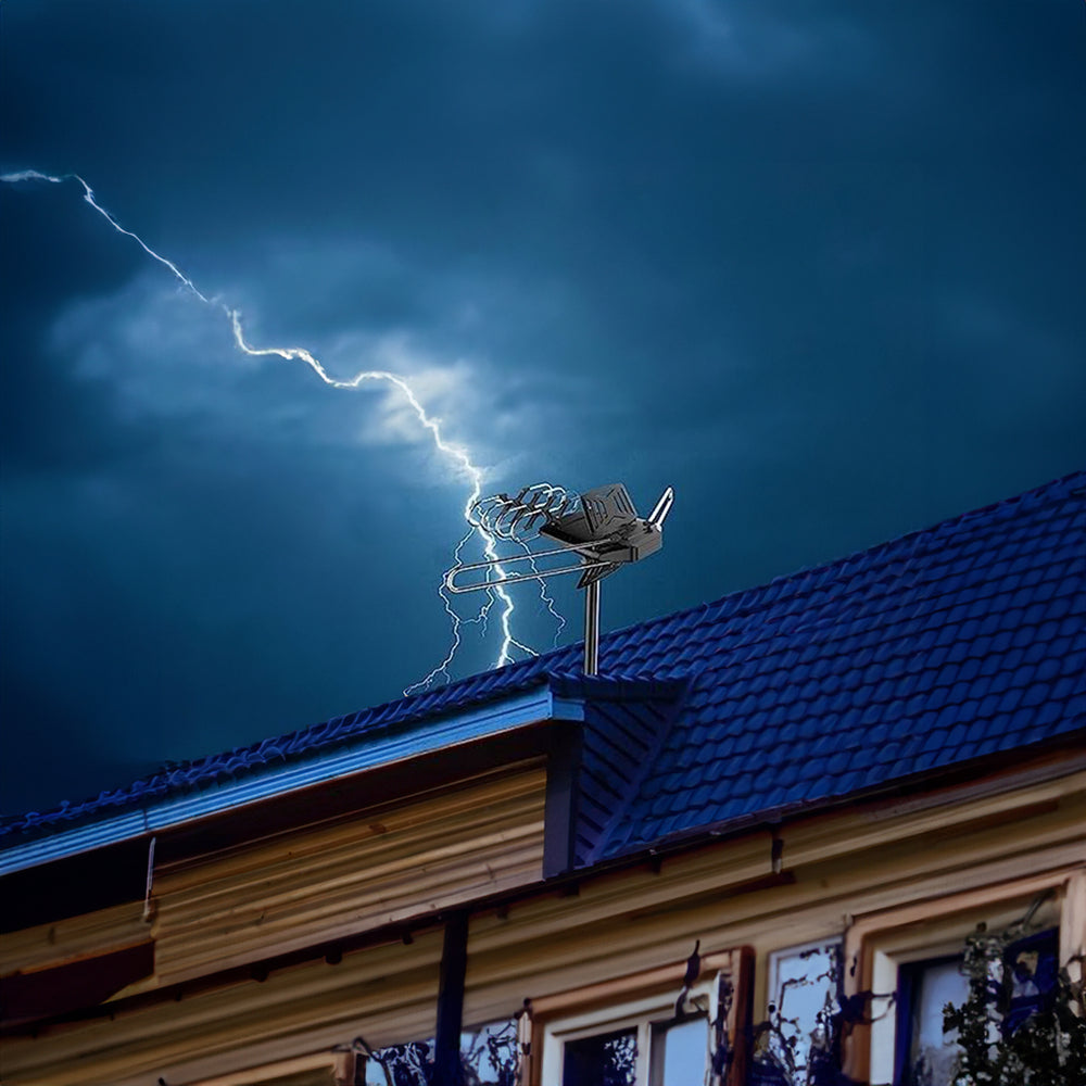 Motorized TV Antenna Outdoor 360° Rotation HD Broadcast Reception Long Range for Digital Channels Rooftop Mount with Remote Control | Thomler