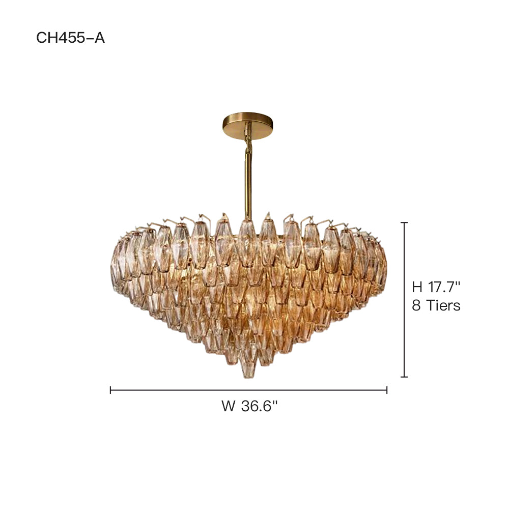 Chandelier Hand Cut Glass Prism Ø93.0 cm Dining Room Entrance Hall Hanging Ceiling Light Luxury Statement Fixture | Thomler