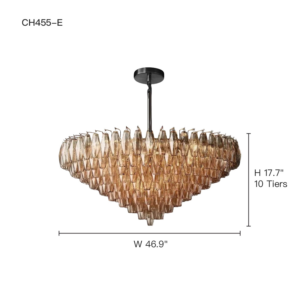 Chandelier Glass Multi Tier Round 36.6 in Dining Room Living Room Ceiling Light Modern Luxury Fixture Adjustable Hanging | Thomler