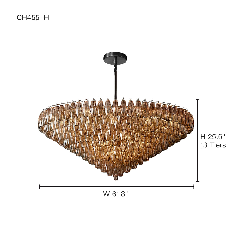 Chandelier Hand Cut Glass Prism Ø93.0 cm Dining Room Entrance Hall Hanging Ceiling Light Luxury Statement Fixture | Thomler