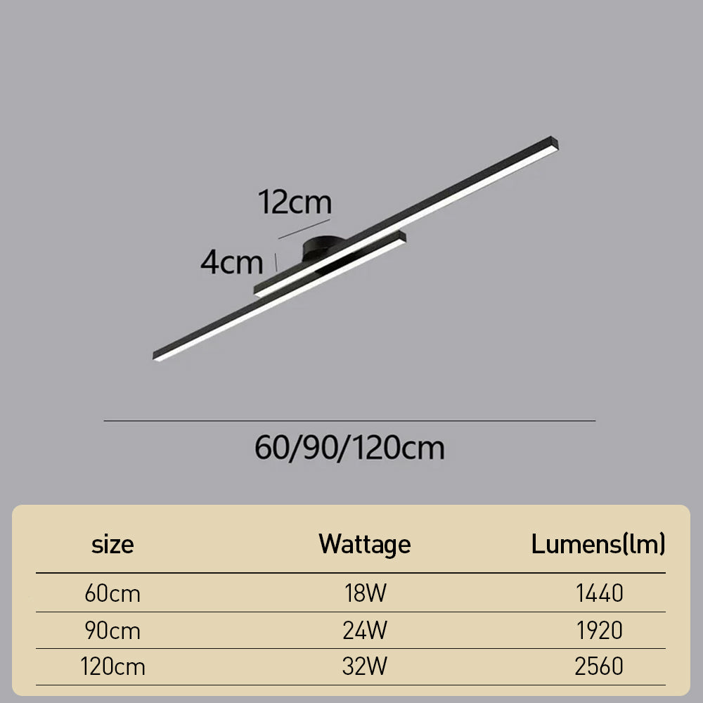 Ceiling Light Aluminium LED 21.0 cm Black Hallway Bedroom Linear Flush Mount Modern Living Room Lighting | Thomler