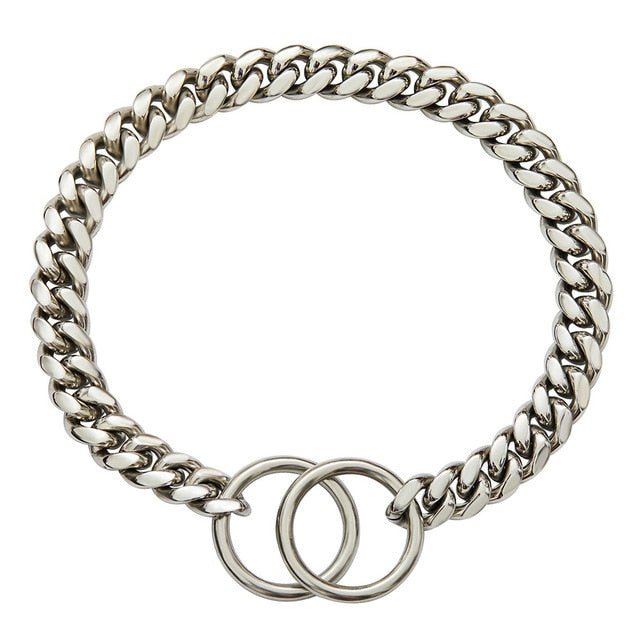 Polished Metal Chain Link Training Collar for Large Dogs – Rust-Resistant Steel, Cuban Link Design for Power Breeds | Thomler