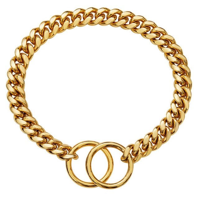 Polished Metal Chain Link Training Collar for Large Dogs – Rust-Resistant Steel, Cuban Link Design for Power Breeds | Thomler