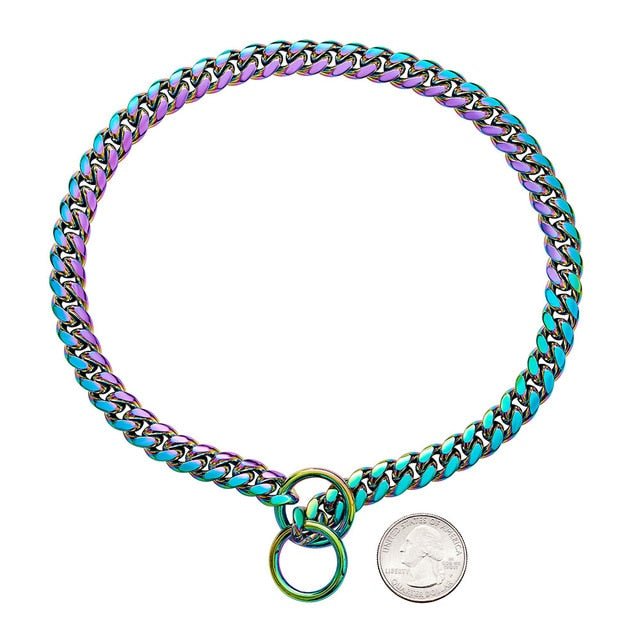 Polished Metal Chain Link Training Collar for Large Dogs – Rust-Resistant Steel, Cuban Link Design for Power Breeds | Thomler
