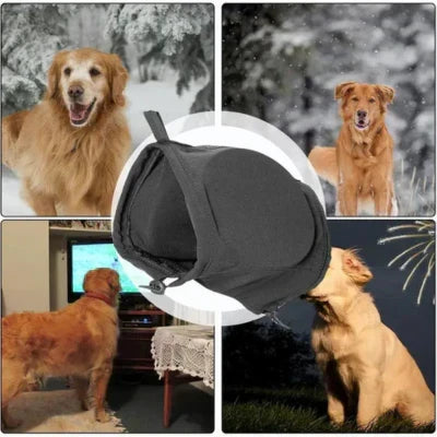 Adjustable Sound-Dampening Ear Covers for Dogs | Calming Hood for Anxious Pets During Fireworks & Storms | Lightweight Nylon Head Wrap | Thomler