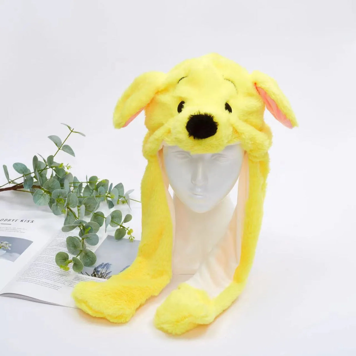 Plush Hat with Pop-Up Ears for Kids & Adults – Interactive Cosplay Beanie with Squeeze Paws | Fun Winter Accessory for Parties, Christmas | Thomler