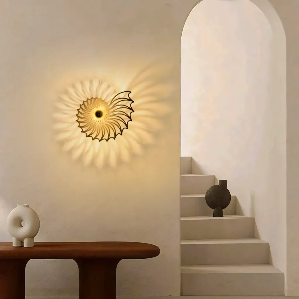 Wall Lamp Ceramic LED 7.9 in Nautilus Design Gold Black Living Room Bedroom Hallway Decorative Accent Lighting | Thomler