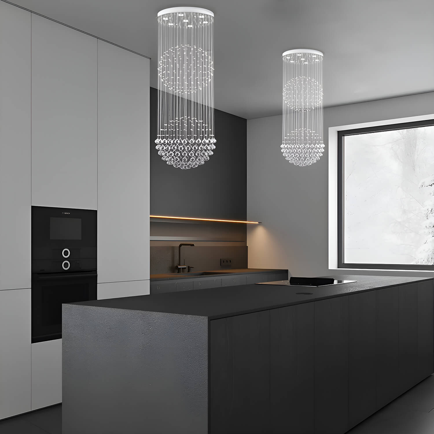 K9 Crystal Sphere Ceiling Chandelier with Cascading Prisms for Living Room Dining Room Foyer Stairwell Modern Contemporary Lighting GU10 | Thomler