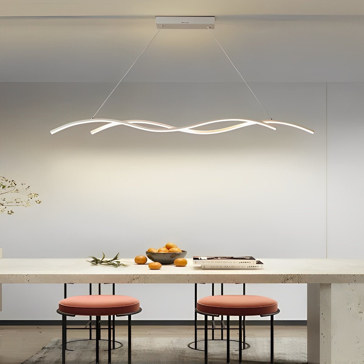 Pendant Light Aluminium LED 150.0 cm Black Dining Room Dimmable Wavy Ceiling Hanging Light Modern Minimalist Chandelier | Thomler