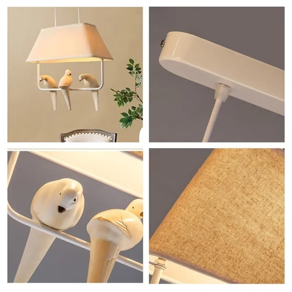 Pendant Light Fabric Shade E27 Beige Bird Design Dining Room Living Room Hanging Ceiling Lamp Decorative Ambient Lighting | Thomler