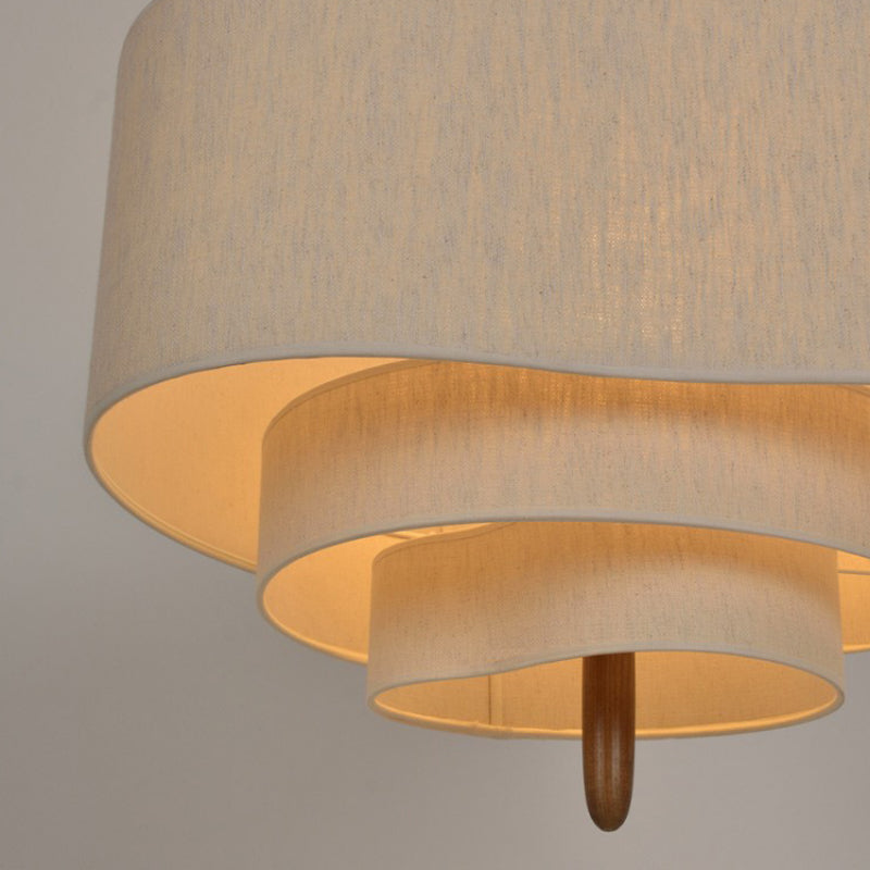 Pendant Light Fabric Wood 58.0 cm Beige Dining Room Japandi Wabi Sabi Hanging Ceiling Lamp Adjustable E27 | Thomler