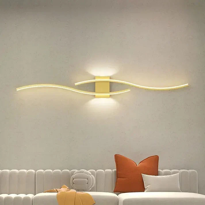 Curved LED Wall Sconce – Contemporary Metal Fixture for Bedroom, Living Room & Office – 24 Inch Warm Glow | Thomler