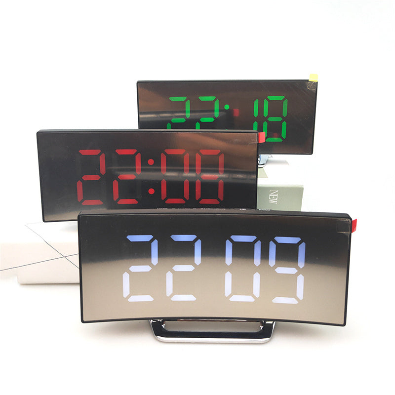 Digital Alarm Clock Plastic 7.2 cm 2.8 Inch Black Bedroom Desk LED Curved Screen Bedside Time Display | Thomler