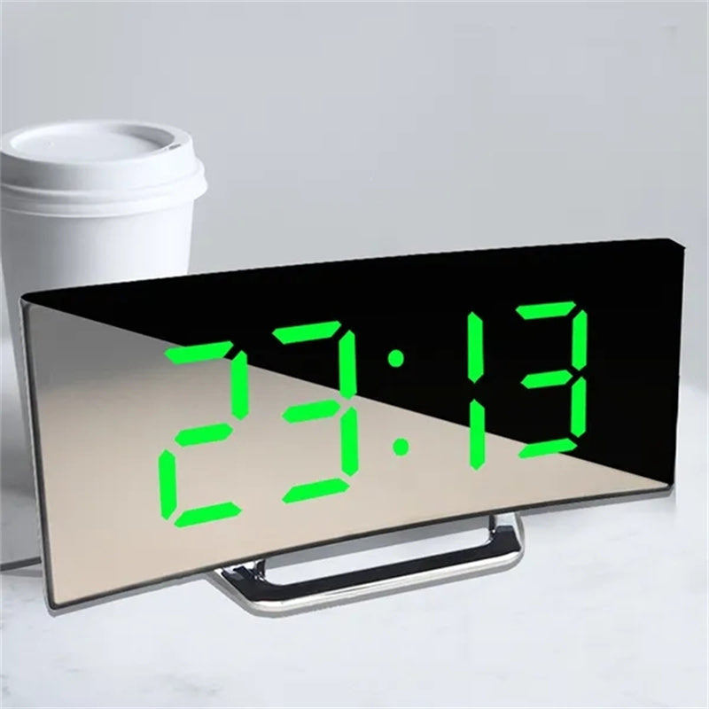 Digital Alarm Clock Plastic 7.2 cm 2.8 Inch Black Bedroom Desk LED Curved Screen Bedside Time Display | Thomler