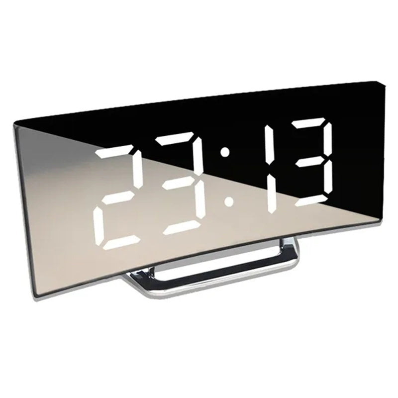 Digital Alarm Clock Plastic 7.2 cm 2.8 Inch Black Bedroom Desk LED Curved Screen Bedside Time Display | Thomler