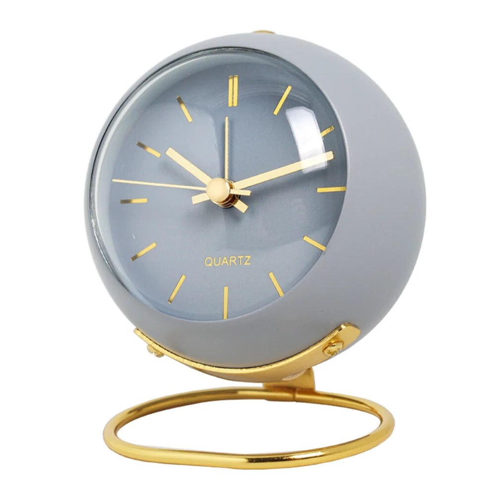 Table Clock Metal Quartz 10.5 cm 4.1 Inch Green Gold Bedroom Desk Retro Analog Nightstand Clock | Thomler