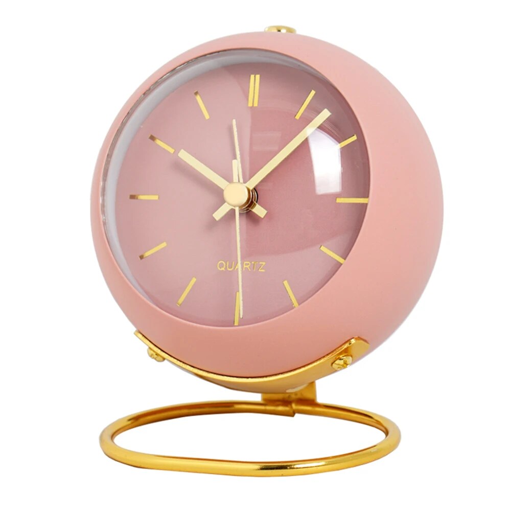 Table Clock Metal Quartz 10.5 cm 4.1 Inch Green Gold Bedroom Desk Retro Analog Nightstand Clock | Thomler