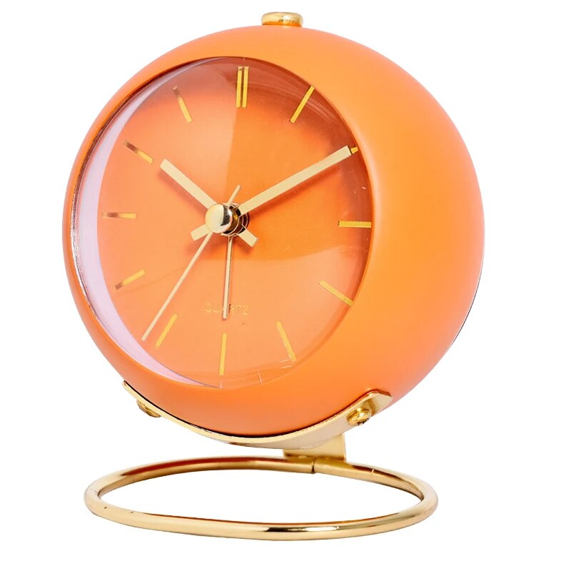 Table Clock Metal Quartz 10.5 cm 4.1 Inch Green Gold Bedroom Desk Retro Analog Nightstand Clock | Thomler