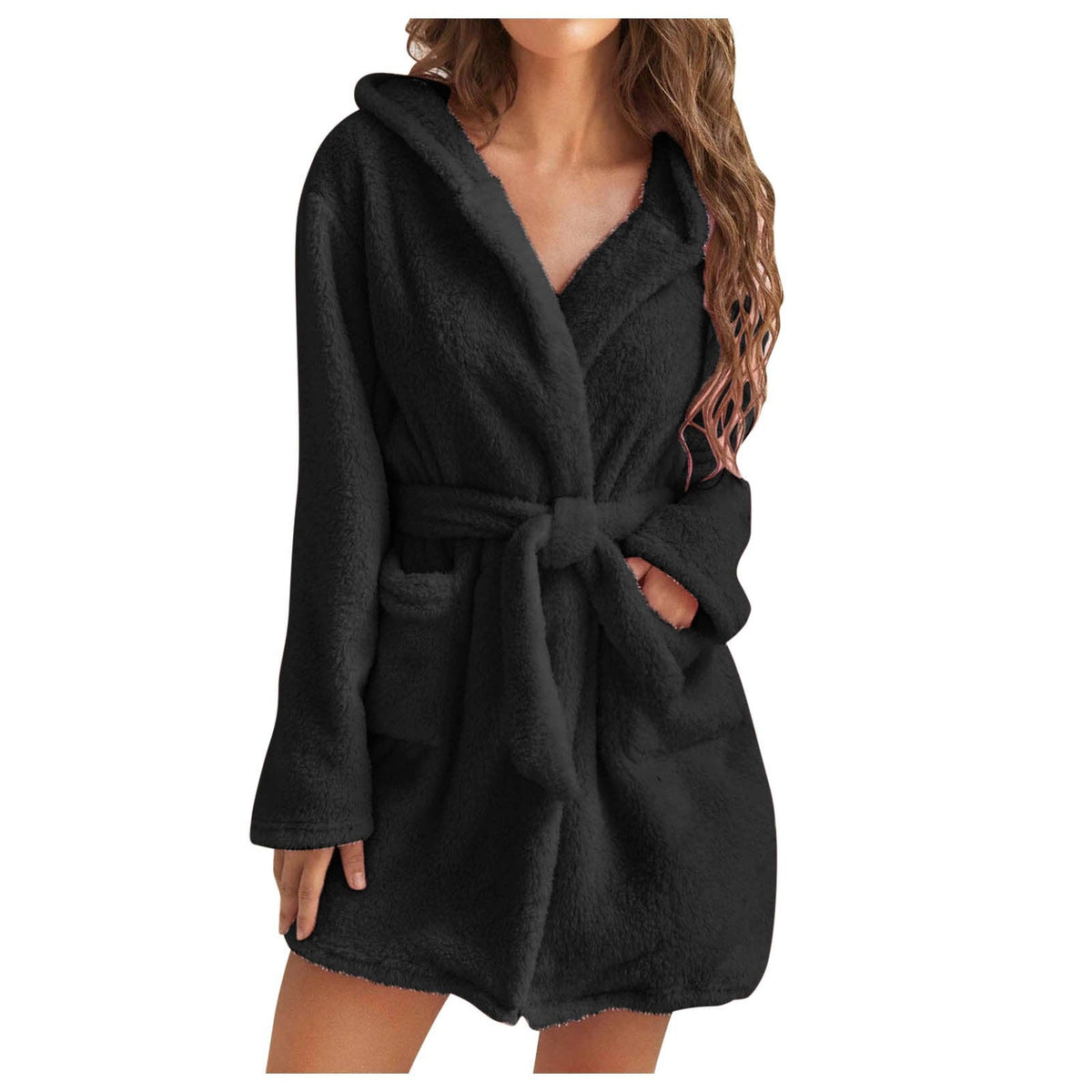 Women's Hooded Plush Robe – Ultra Soft Coral Fleece Bathrobe for Lounging, Mornings & Cozy Evenings at Home | Thomler