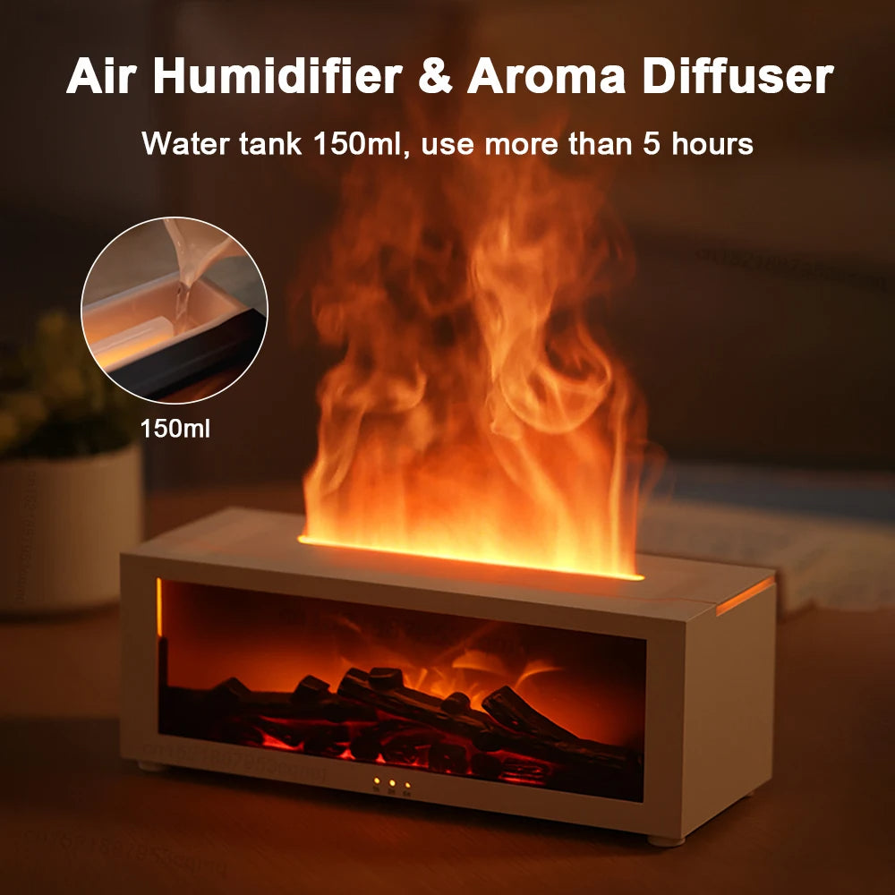 Ultrasonic Cool Mist Diffuser with Simulated Fire Light Effect for Bedroom, Office, Spa & Wellness | Aromatherapy Essential Oil Compatible D | Thomler