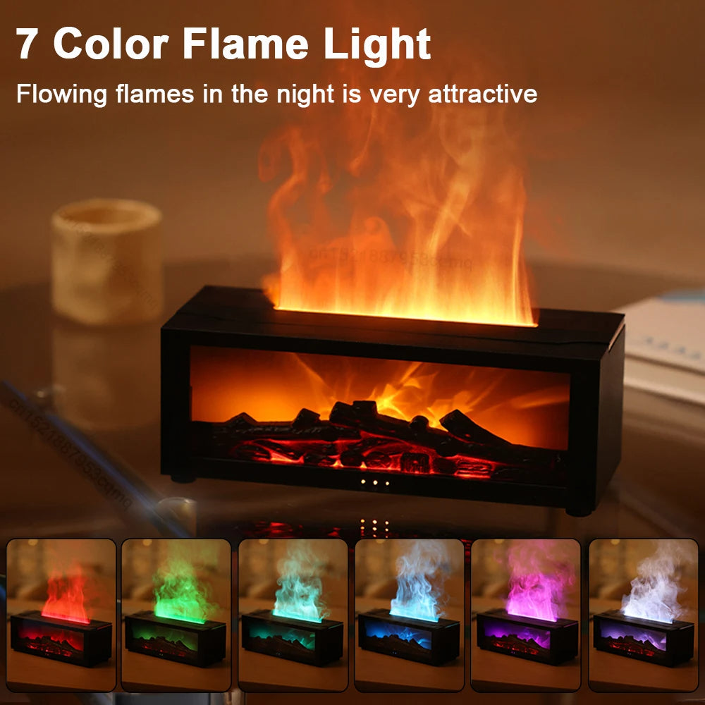 Ultrasonic Cool Mist Diffuser with Simulated Fire Light Effect for Bedroom, Office, Spa & Wellness | Aromatherapy Essential Oil Compatible D | Thomler