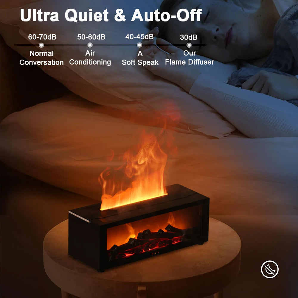 Ultrasonic Cool Mist Diffuser with Simulated Fire Light Effect for Bedroom, Office, Spa & Wellness | Aromatherapy Essential Oil Compatible D | Thomler