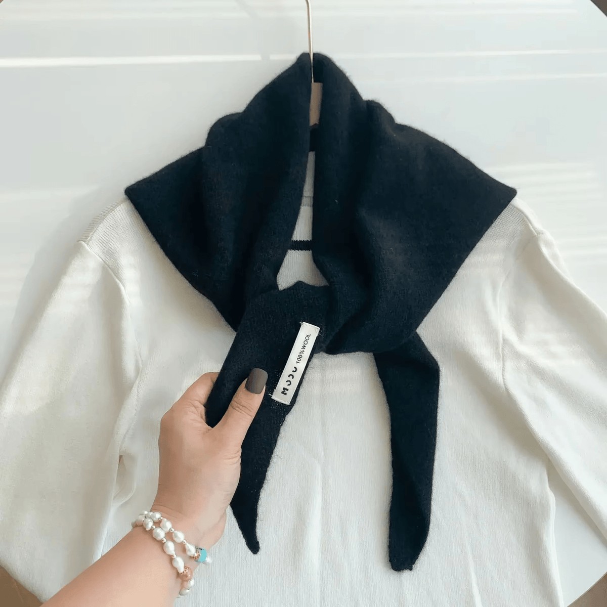 Knit Triangle Scarf Wool Blend Wrap – Soft Lightweight Head Scarf, Shawl & Shoulder Wrap for Women, Cozy Fall Winter Accessory | Thomler