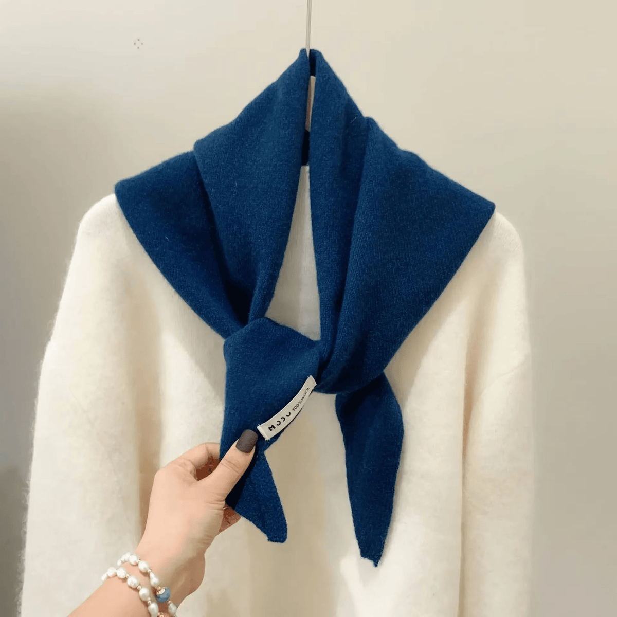 Knit Triangle Scarf Wool Blend Wrap – Soft Lightweight Head Scarf, Shawl & Shoulder Wrap for Women, Cozy Fall Winter Accessory | Thomler