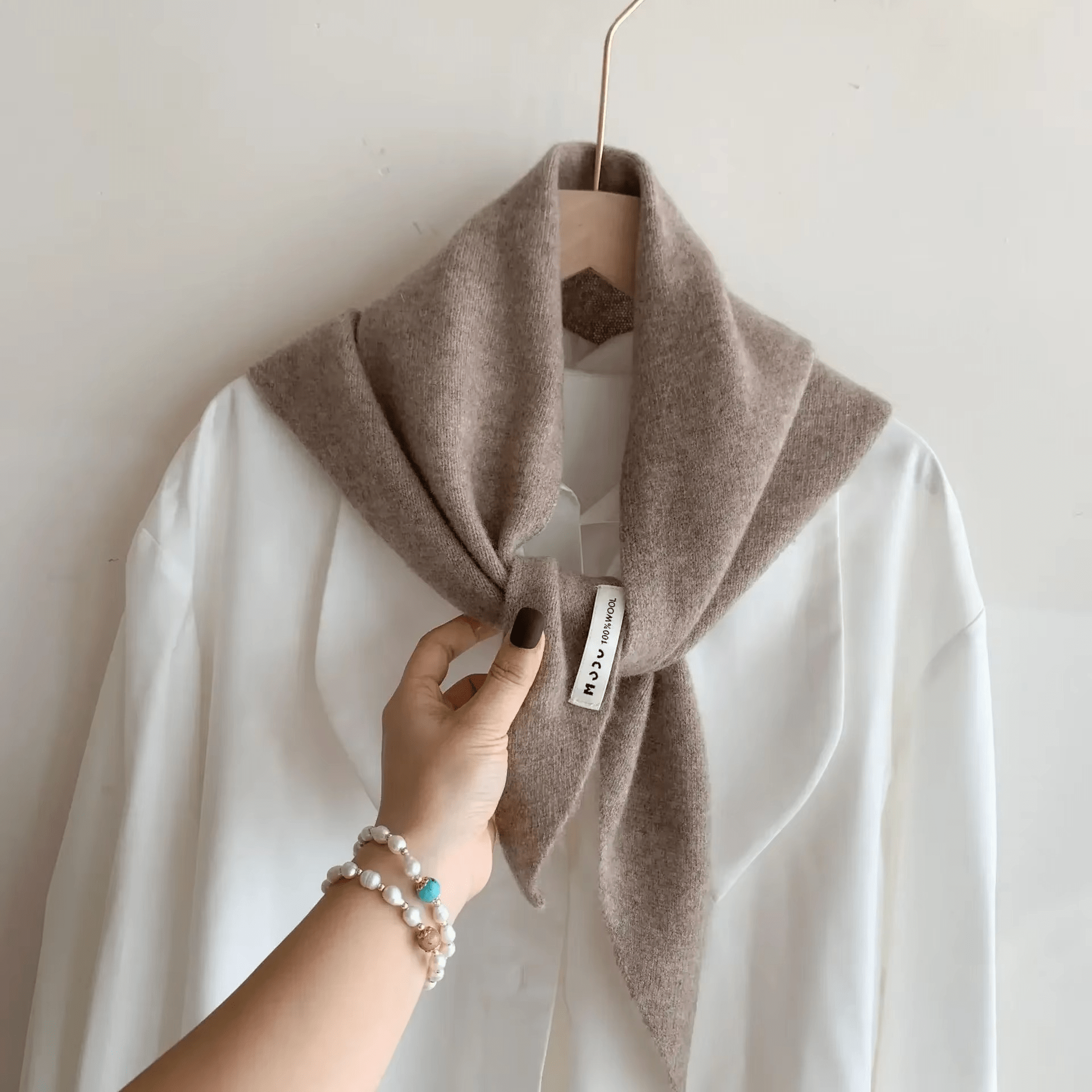 Knit Triangle Scarf Wool Blend Wrap – Soft Lightweight Head Scarf, Shawl & Shoulder Wrap for Women, Cozy Fall Winter Accessory | Thomler