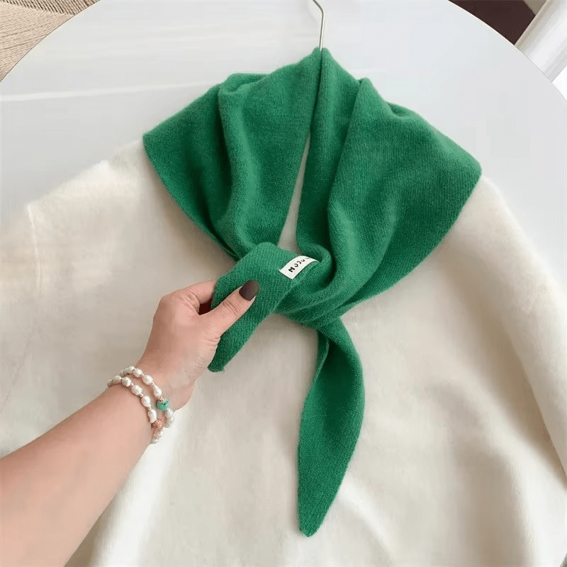 Knit Triangle Scarf Wool Blend Wrap – Soft Lightweight Head Scarf, Shawl & Shoulder Wrap for Women, Cozy Fall Winter Accessory | Thomler