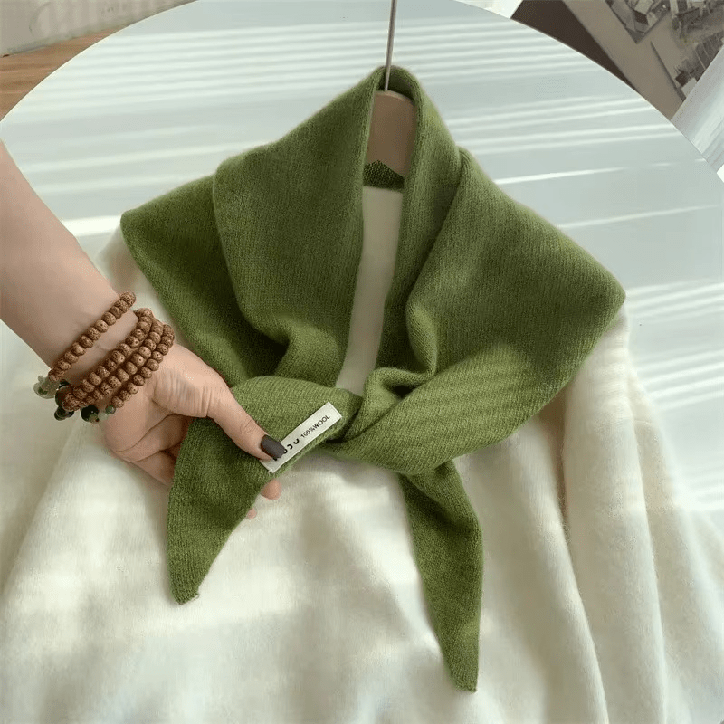 Knit Triangle Scarf Wool Blend Wrap – Soft Lightweight Head Scarf, Shawl & Shoulder Wrap for Women, Cozy Fall Winter Accessory | Thomler