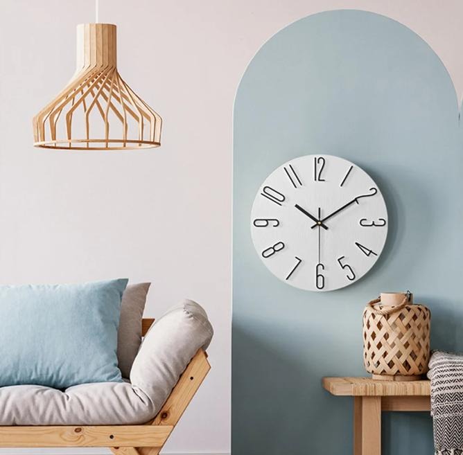 12-Inch Quartz Wall Clock – Minimalist Round Design for Home, Office, Bedroom & Kitchen – Silent Non-Ticking Battery Operated | Thomler