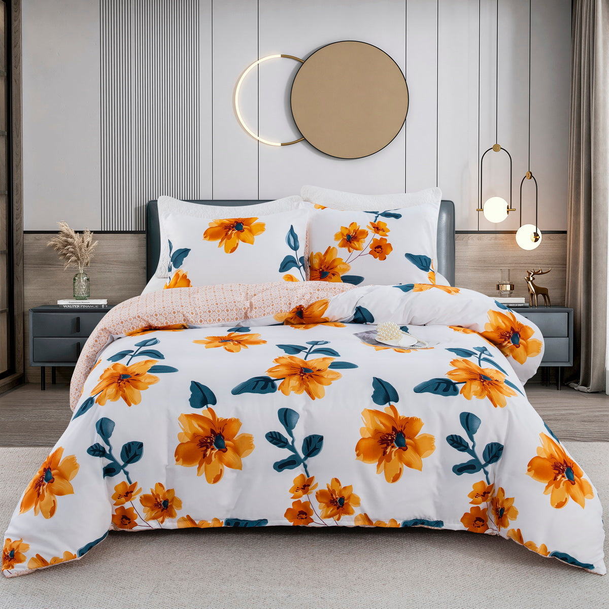 Abstract Geometric Bedding Set – Retro Chevron Pattern Duvet Cover for Queen & King Beds | Thomler