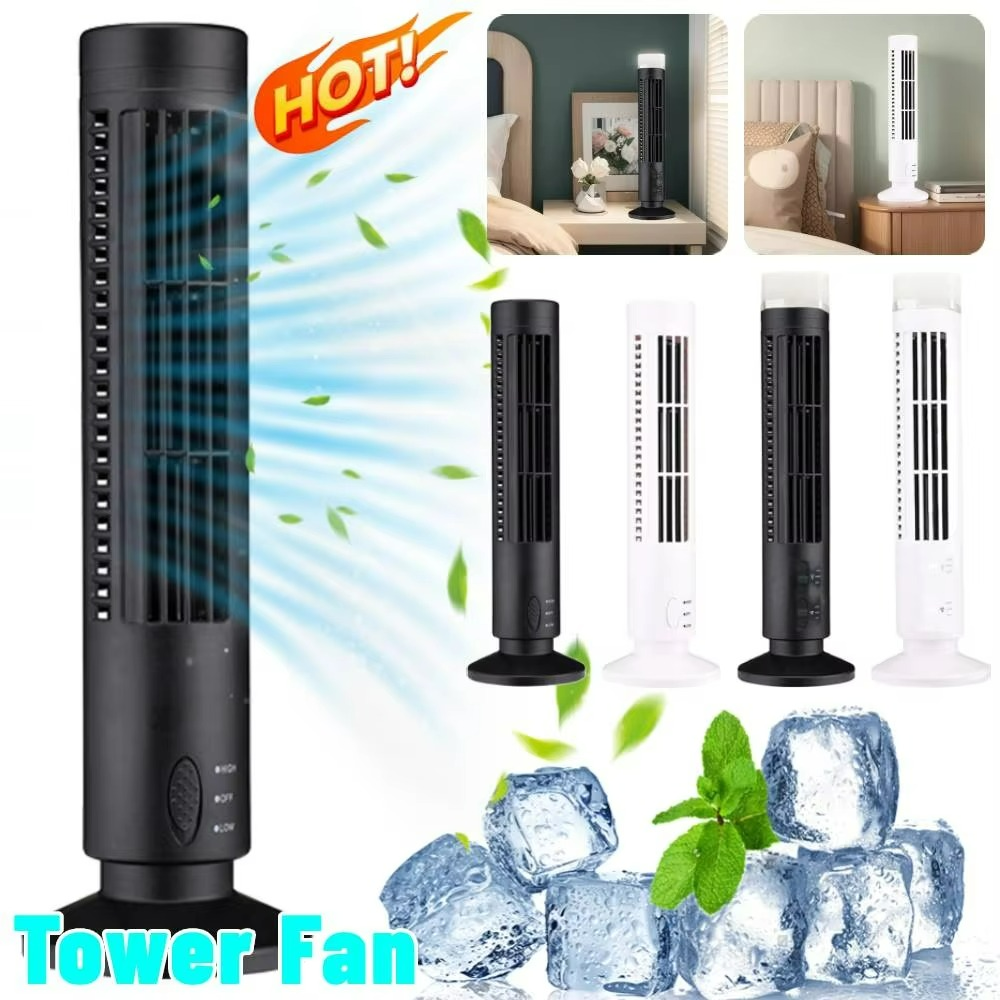 USB Desktop Tower Fan Bladeless Compact Air Cooler Personal Space 2-Speed Quiet Airflow Safe Cooling for Home Office Dorm Bedroom Work | Thomler