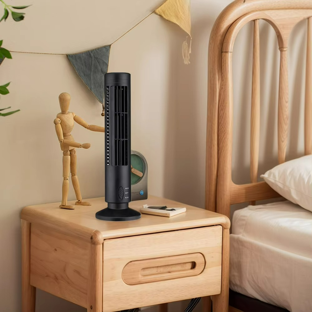 USB Desktop Tower Fan Bladeless Compact Air Cooler Personal Space 2-Speed Quiet Airflow Safe Cooling for Home Office Dorm Bedroom Work | Thomler